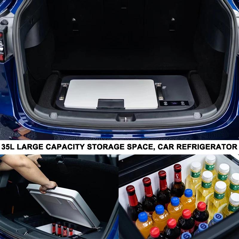 Car Refrigerator for Tesla Model Y Model 3 35L 12V Car Fridge Freezer Compressor Cooling Trunk Fridge Medicine Storage Travel