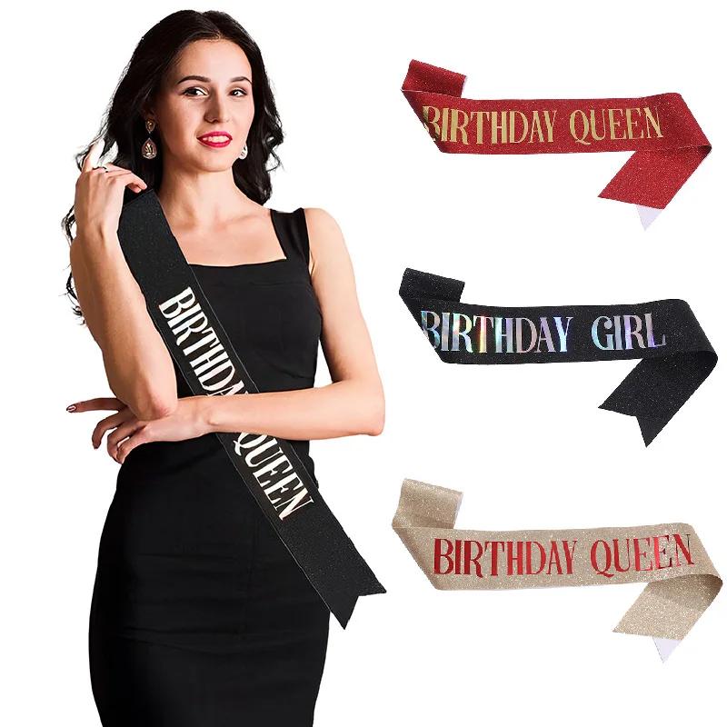 Happy Birthday Queen Girl Satin Sash 21 30 50 Birthday Sash Party Supplies Birthday Decoration Wedding Anniversary Decors