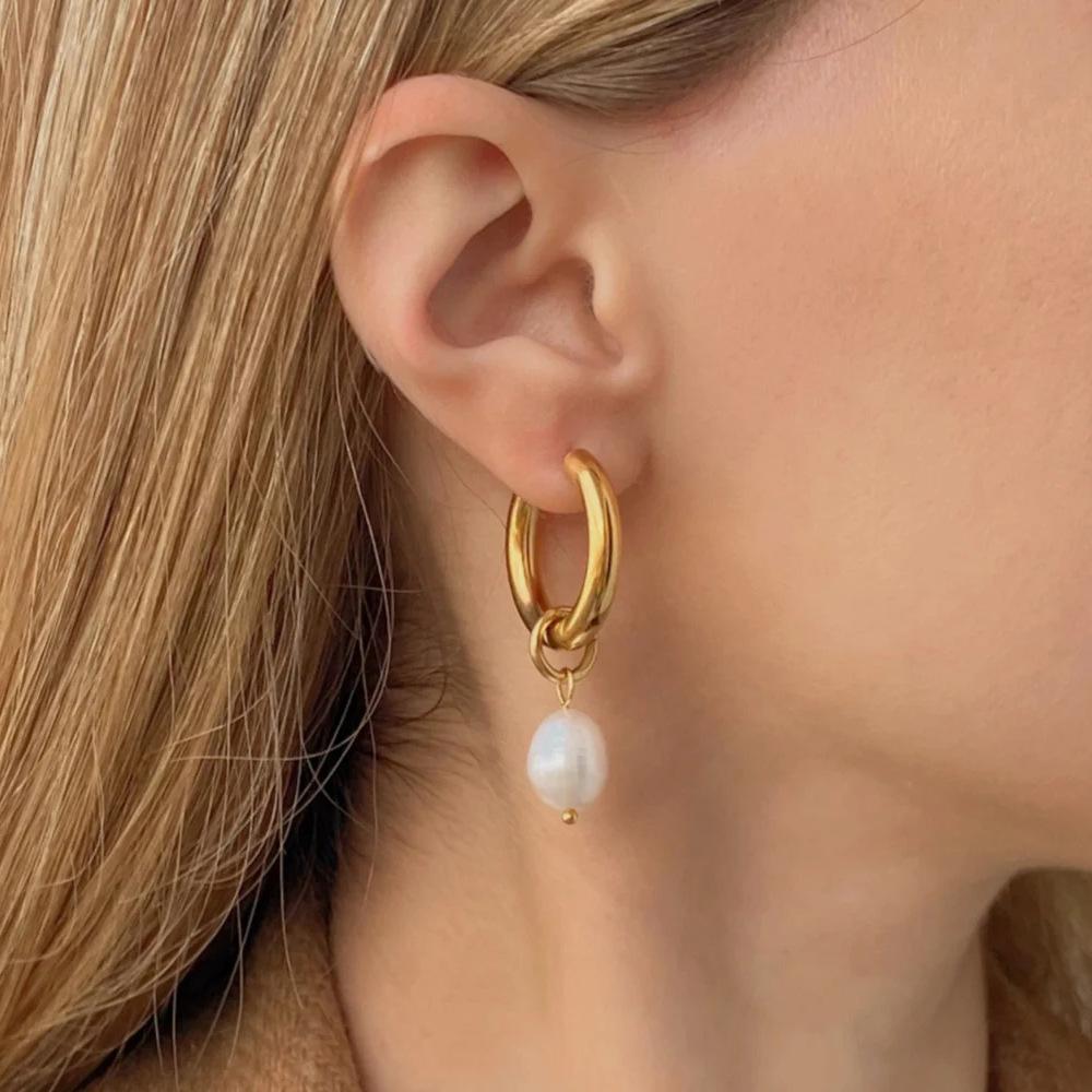 1pair Stainless Steel Classic Pearl Earrings for Women Couples Daily Decoration Party Jewelry Gifts Prevent Allergy