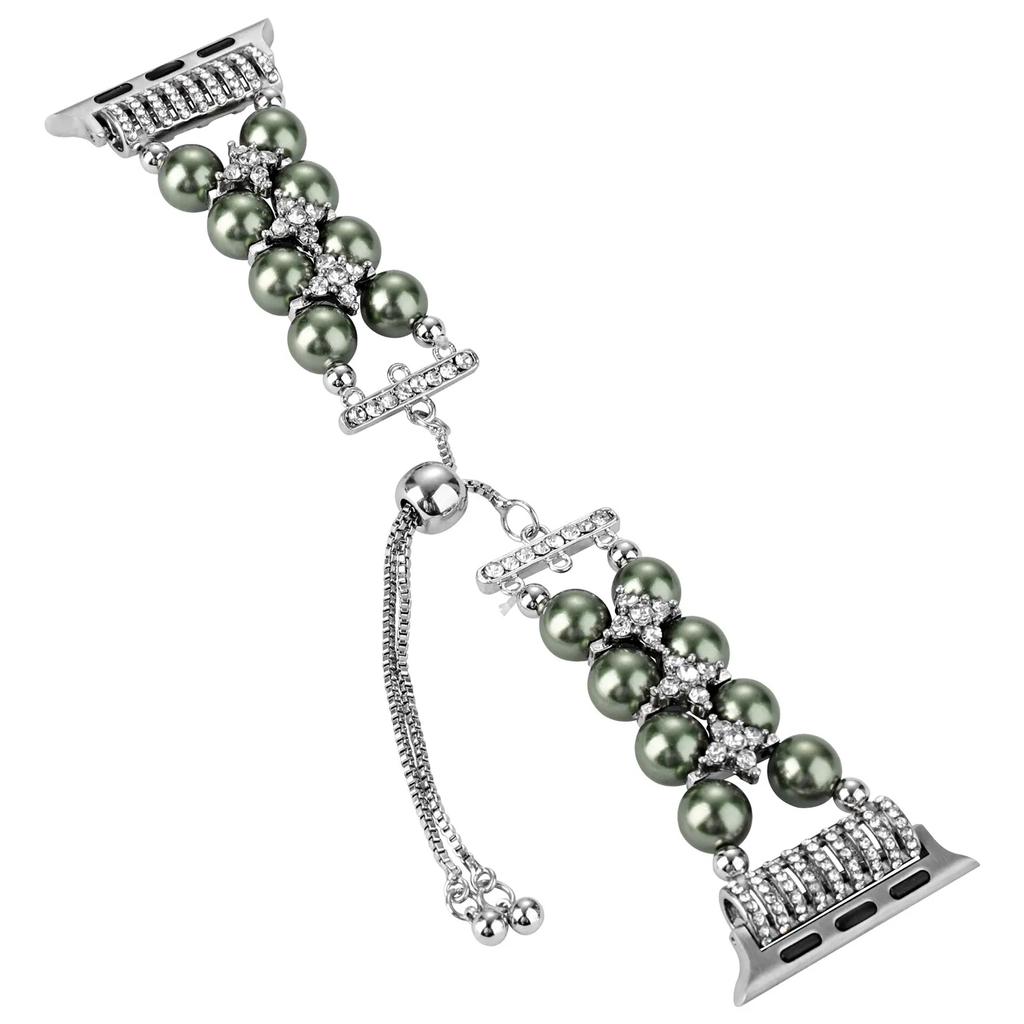 Watchband Pearl Strap For Apple Watch Band Ultra 49mm Agate Beaded Jewelry Bracelet For Iwatch Series 9 8 7 6 SE 5 4 3 44mm 40mm 45mm 41mm