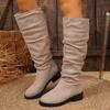 Women's Plus Size Sherpa Lined Western High-Top Chunky Heel Boots