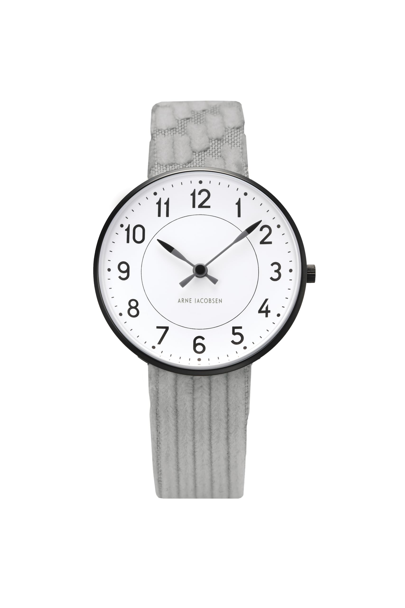 

ARNE JACOBSEN x mina perhonen 34mm Scandinavian design watch with land puzzle strap, STATION 53411-1683B, white and light gray
