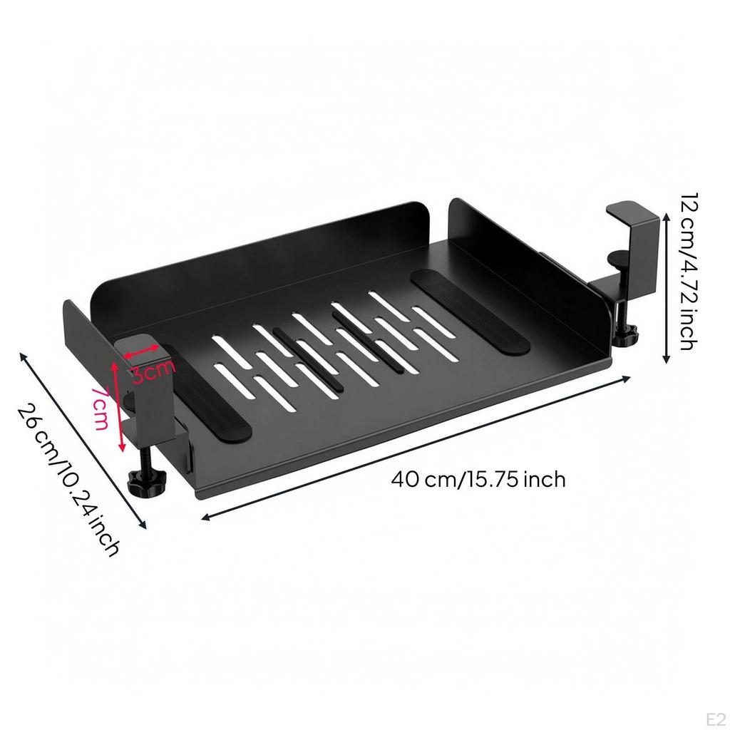 Under Desk Laptop Mount Scratchproof Rack Sturdy for Home Office, Gamers