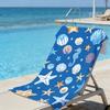 Sea Life Starfish Beach Towel – Oversized Quick Dry Sand Free with Watercolor Seashell & Seahorse Print