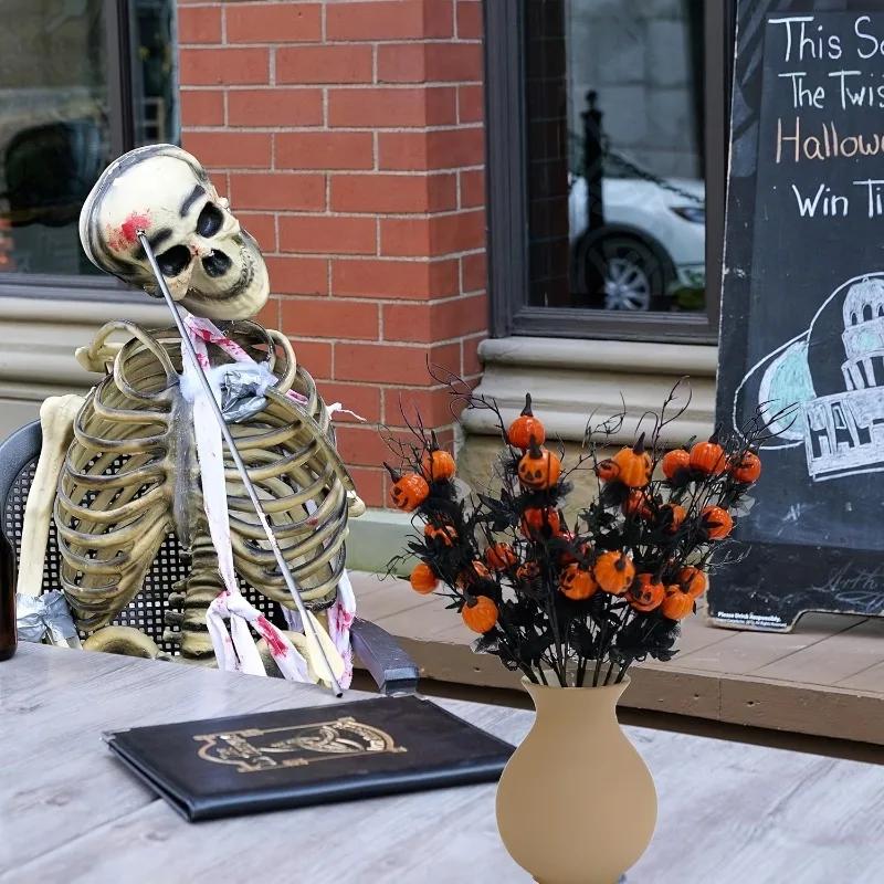 1/10Pcs Halloween Branches Artificial Pumpkin Maple Leaf Stem Flowers Halloween Party Decoration For Home DIY Vase Photo Props