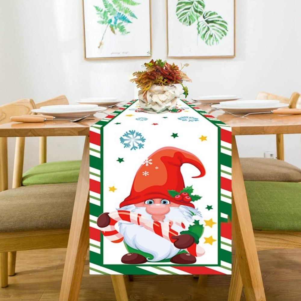 Christmas Table Runner Linen Holiday Decor Creative Halloween Thanksgiving Tablecloth Festive Atmosphere