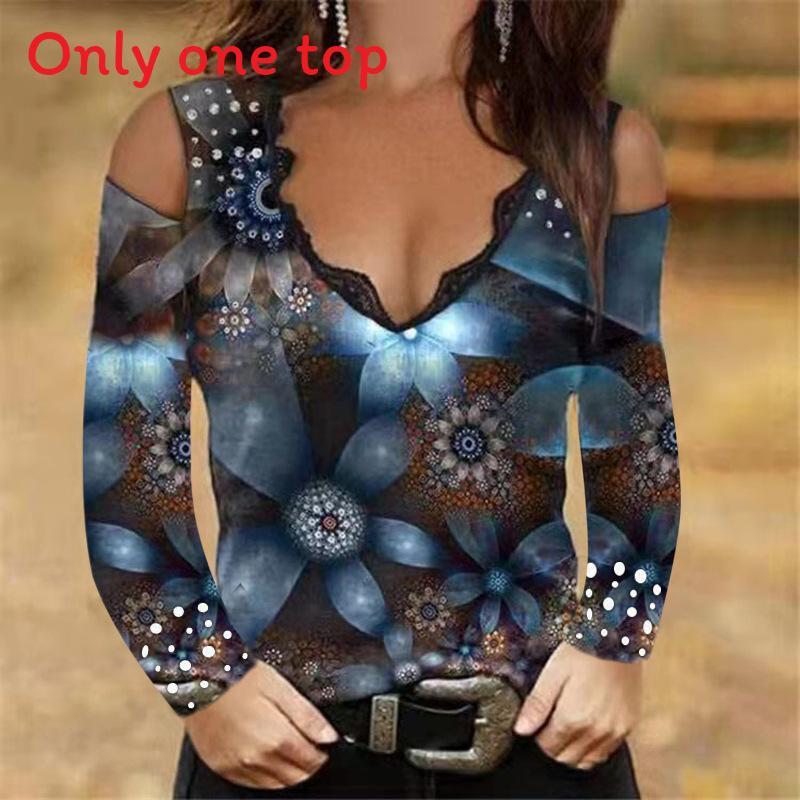 Street Style T Shirt With Floral Print And Long Sleeves For Women