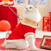 Cute New Year's Cat Clothes with a Satchel for Festive New Year's Greetings Tang Dress As a Kitten Velvet Two-legged Clothes for Chinese New Year Pet