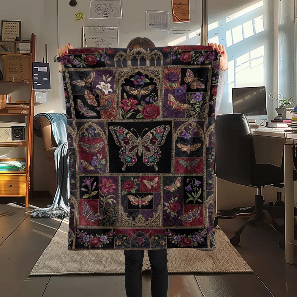 Butterfly Decoration Print Flannel Blanket, High Quality Comfortable for All Seasons, Home Decor, Warmth and Comfort, Perfect for Christmas Gifts32