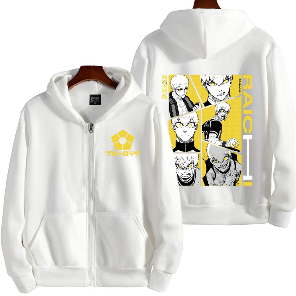 

Аниме Blue Lock Райти Джинго Графическое Худи с Капюшоном Мужские Манга Толстовки на Молнии Повседневная Свободная Толстовка Харадзюку Мужская Флисовая Куртка на Молнии 4XL белый