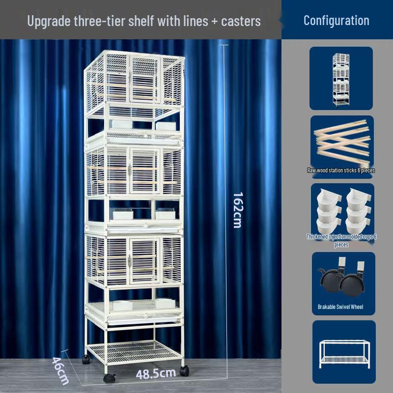 Monk & Cockatiel Double-Layer Extra-Large Budgie Villa Cage with Anti-Splatter Design