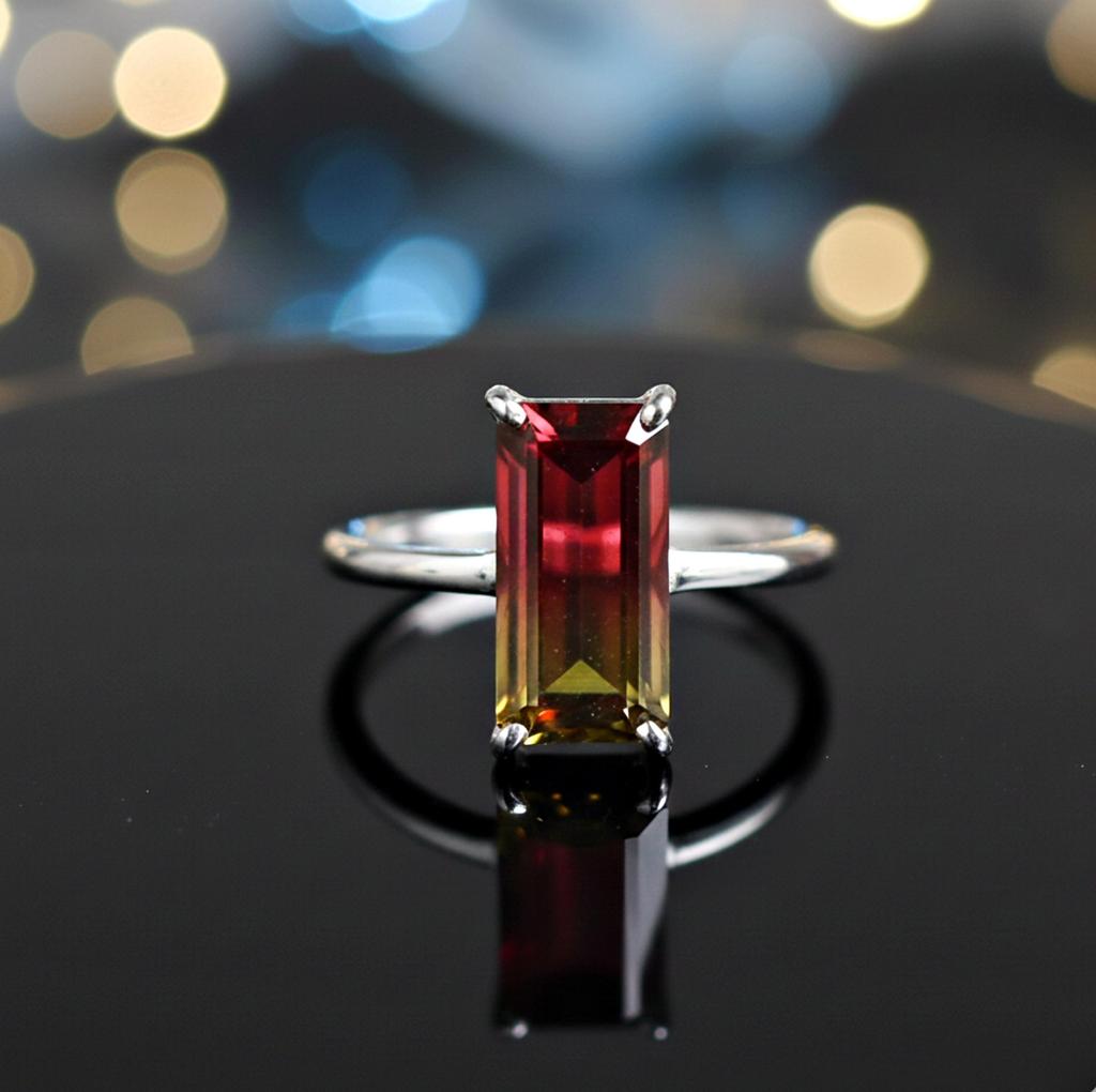 Geschenk für Sie, Wassermelonen Turmalin Ring, 925 Sterling Silber, handgefertigter Schmuck, Turmalin Ring für Frauen, Statement Ring
