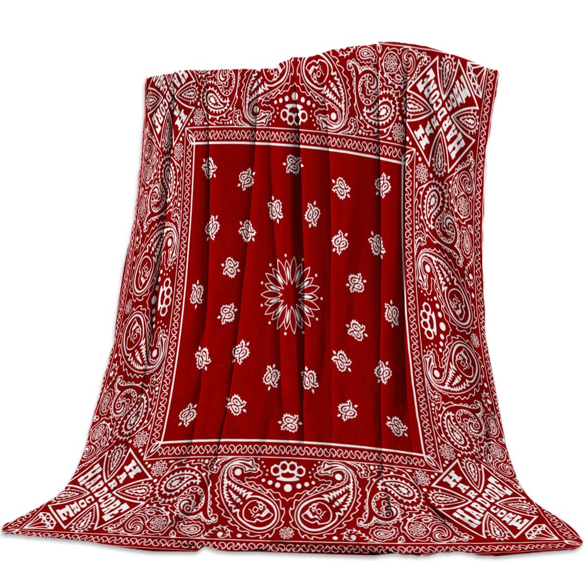 Bandana Pattern Flannel Blanket for Bed Sofa Portable Soft Fleece Throw Funny Plush Bedspreads 75cmx90cm