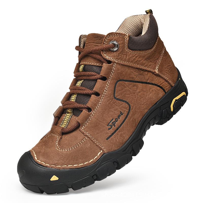 

First layer cowhide cotton shoes men s winter warm and velvet snow boots genuine leather outdoor sports waterproof casual high-top leather shoes 46