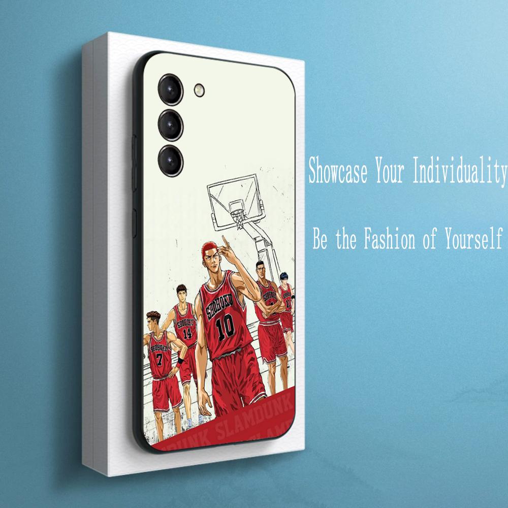 Slam Dunk Classic Basketball Comics Phone Case For Samsung Galaxy S25 S24 S23 S22 S21 S20 Plus Ultra Note20 Soft Black