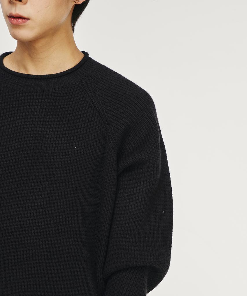 SIGNATURE Raglan Rolling Crewneck Knit [Black]