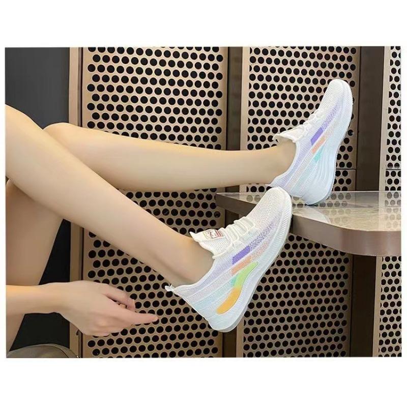 Atmungsaktive Mesh-Laufschuhe für Damen, leichte Slip-on-Freizeitschuhe mit farbigem Farbverlauf für den täglichen Gebrauch