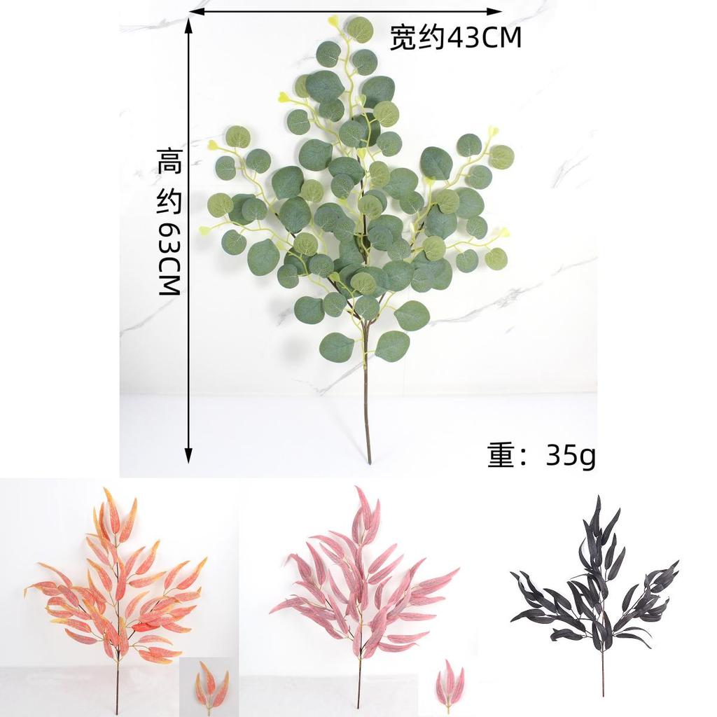 Eucalyptus Branch Artificial Flower Decor With Silk And Plastic Material For Wedding And Outdoor Settings