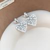 Silver Needle Pleated Heart Geometric Stud Earrings – High-End, Cute, and Fashionable Accessories