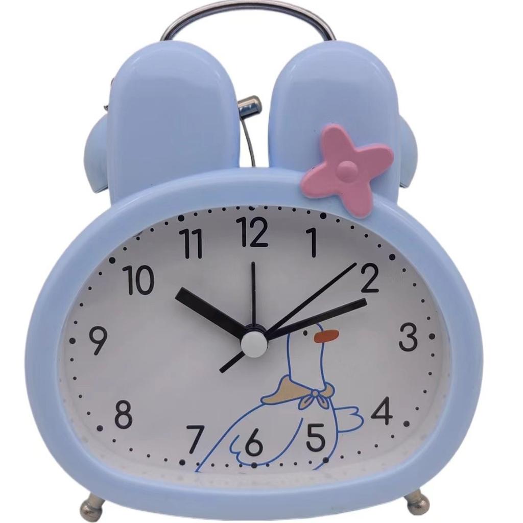 Cartoon Bell-knob Rabbit Alarm Clock Bedroom Bedside Night Light Digital Cute Children Living Room Mute Seat Clock