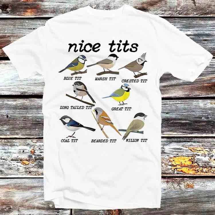 Nice Tts Bird Watch Marsh Blue Crested Willow Tit Birds T Shirt B849 XL