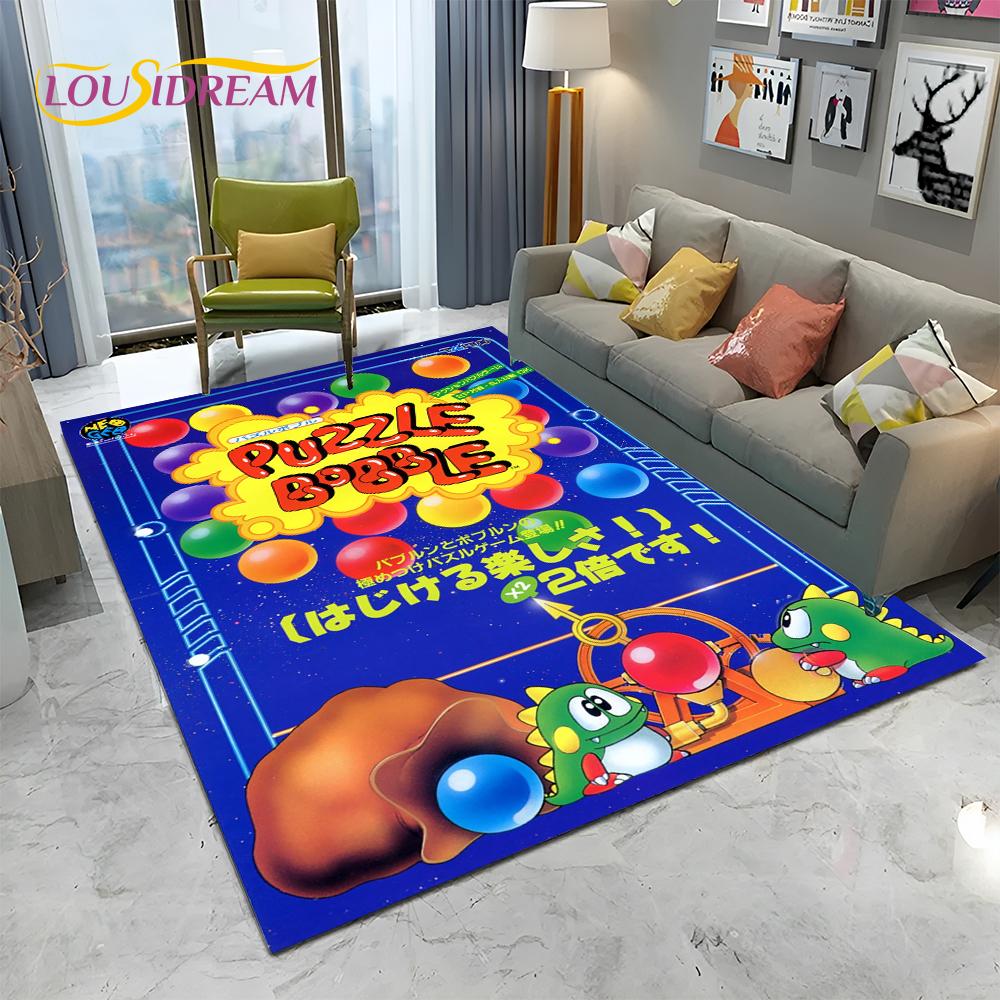 Cartoon Bubble Bobble Game Gamer Carpet Rug for Home Living Room Bedroom Sofa Doormat Decor,kid Play Area Rug Non-slip Floor Mat