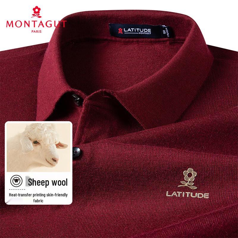 MONTAGUT Men's Wool Blend Warm Long Sleeve Polo Shirt
