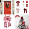 Christmas Tree Accessories Red Velvet Striped Bow Festive Decoration