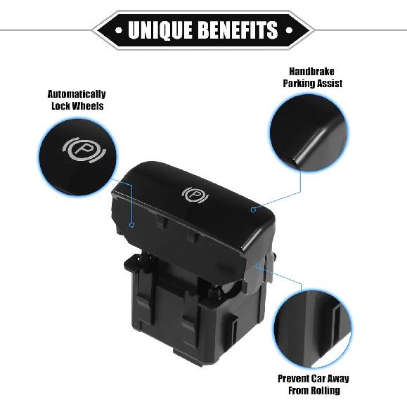 Electric Parking Brake Control Switch Compatible for Citroen C4 Picasso 2006-2020, Durable ABS Plastic Black Front Hand Brake Button Parking Switch