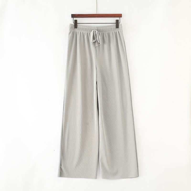 Paris High Waist Ice Silk Drape Pants - Summer Loose Straight Leg
