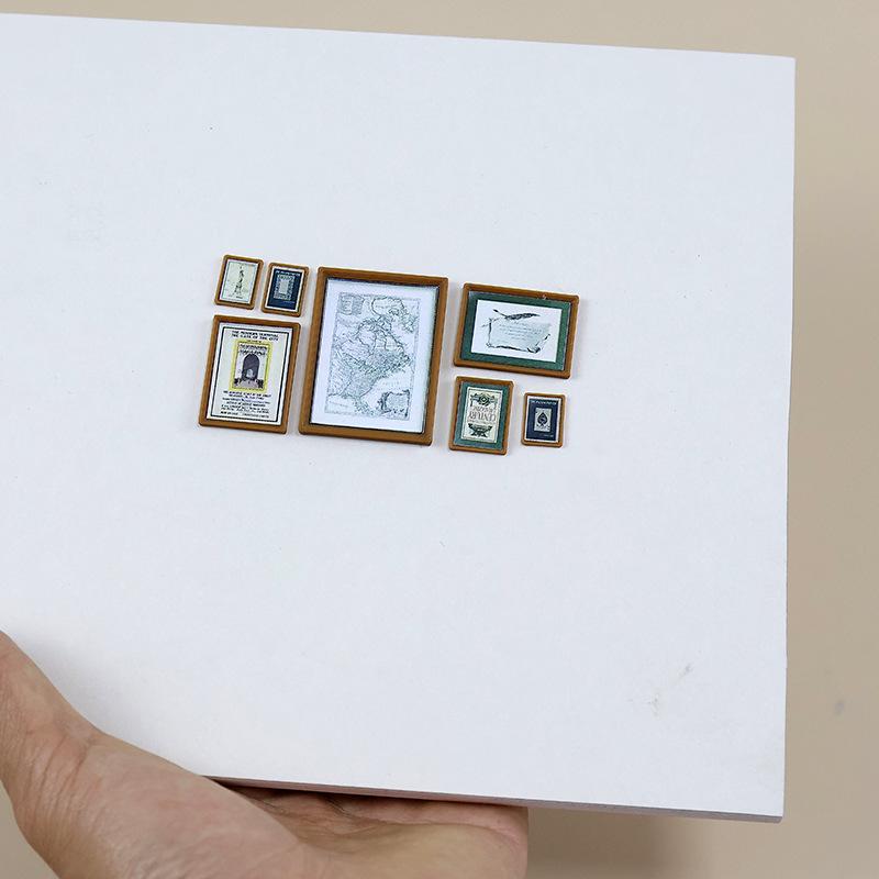 1 Set Doll House Diy Accessories 1:12 Dollhouse Miniature Vintage Mural Photos Wall Picture Scene Decoration