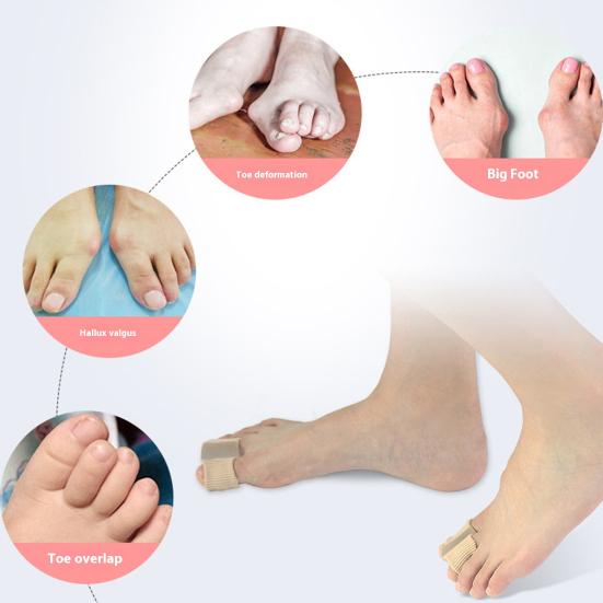 6Pcs Toe Separators for Bunions Nylon Double Loop Toe Correctors Flexible Hallux Valgus Splint for Day Night Wear