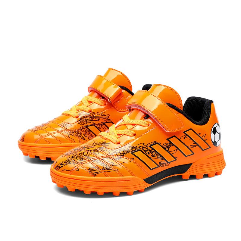 

Children s football shoes 2025 four seasons new leather Velcro boys shoes broken nails football training shoes 40