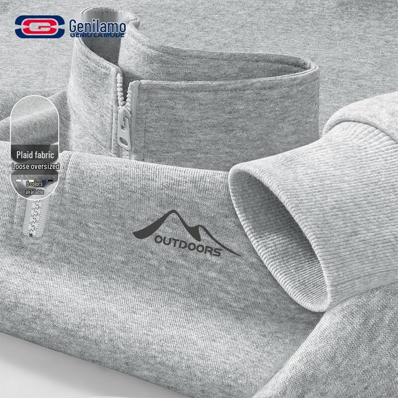 GENIOLAMODE Men s Heavyweight Half-Zip Sweatshirt M