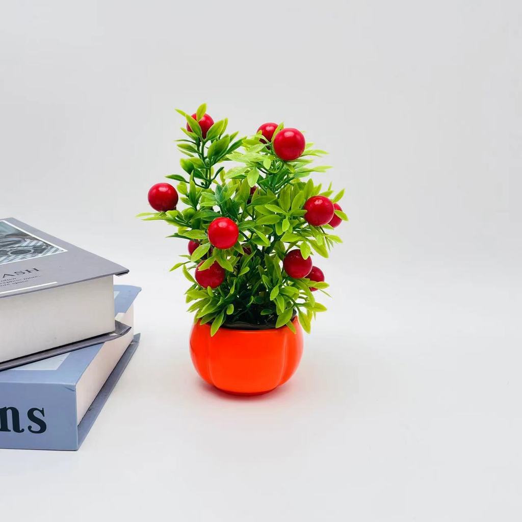 Fake Realistic Orange Fruit Tree Bonsai Celebration Decor Tabletop Arrangements