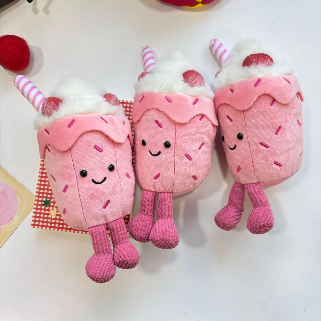 Strawberry Milkshake Plush Keychain Toy Gift