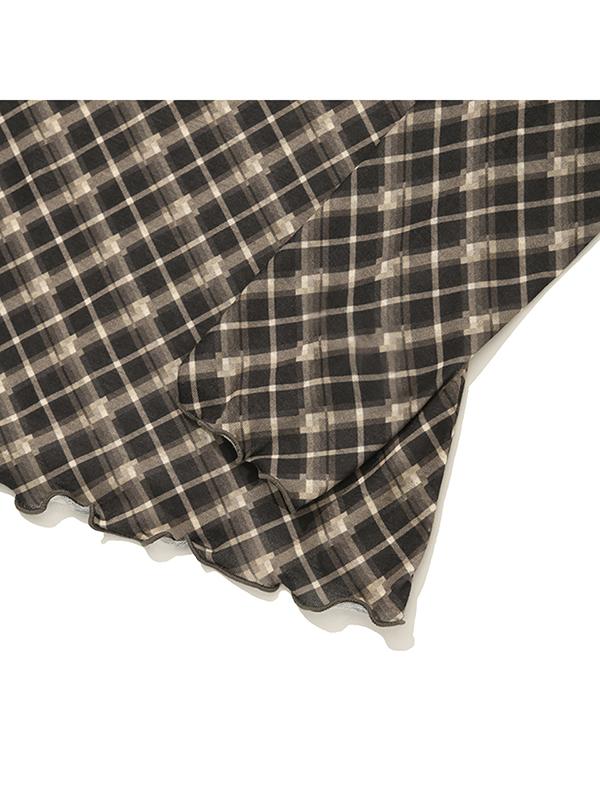 KIRSH Cheek Check Slim Fit T-Shirt [Brown]
