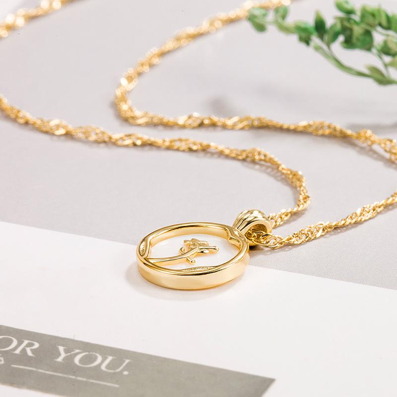 French Retro Shell Rose Pendant: Elegant Light Luxury Summer Collarbone Chain