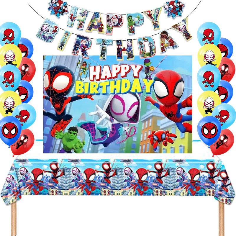 Spot Spider-Man And His Amazing Friends Birthday Party Decoration Balloon Flag Cake Power Strip Party Supplies