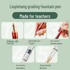 Teacher Correction Fountain Pen with Red Ink - Large Capacity Bent Nib for Grading