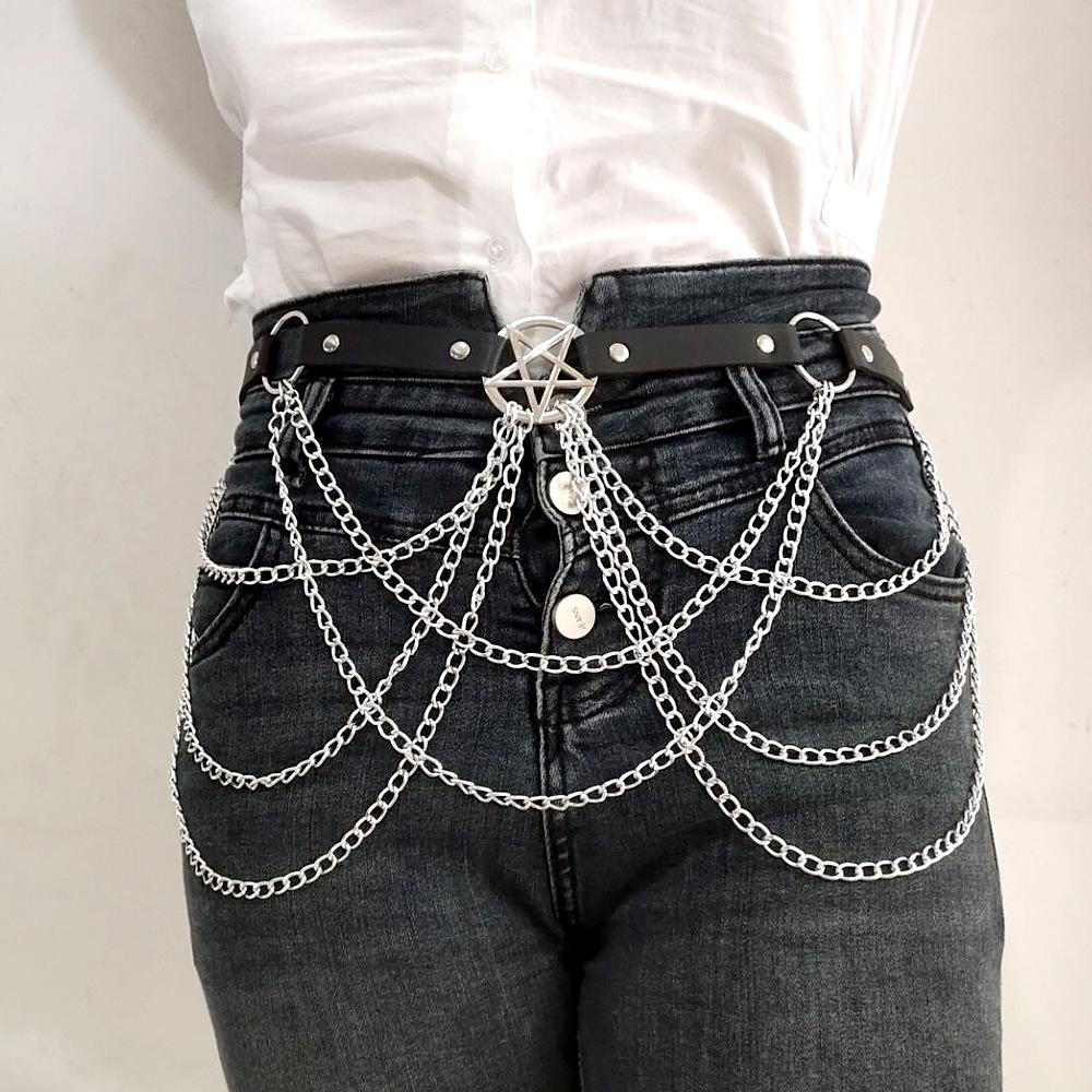 

Fashion Women Chains Belly Belt Faux Leather Belly Chain For Belt Chain Bikini Hip Chain Adjustable Harness Decorative Chains