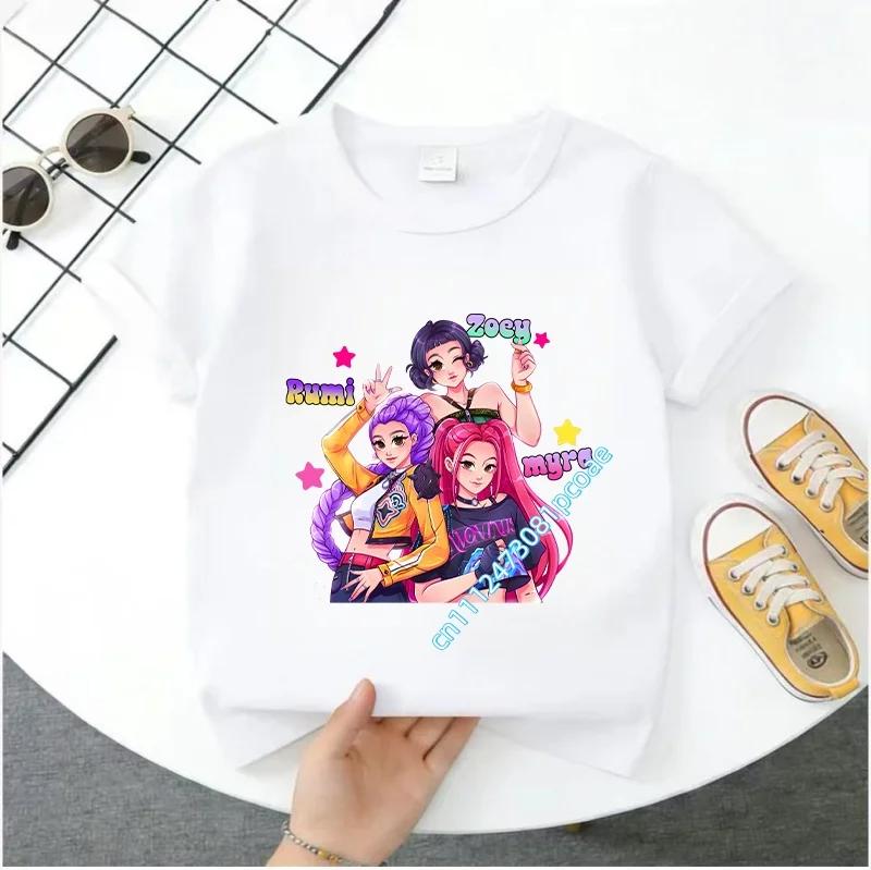 2026 Summer Kpop Demon Hunters T Shirt Kids Cartoon Anime Meme 2026 Print Clothes Round Neck Basic Boys Tops Casual Shirts Gift