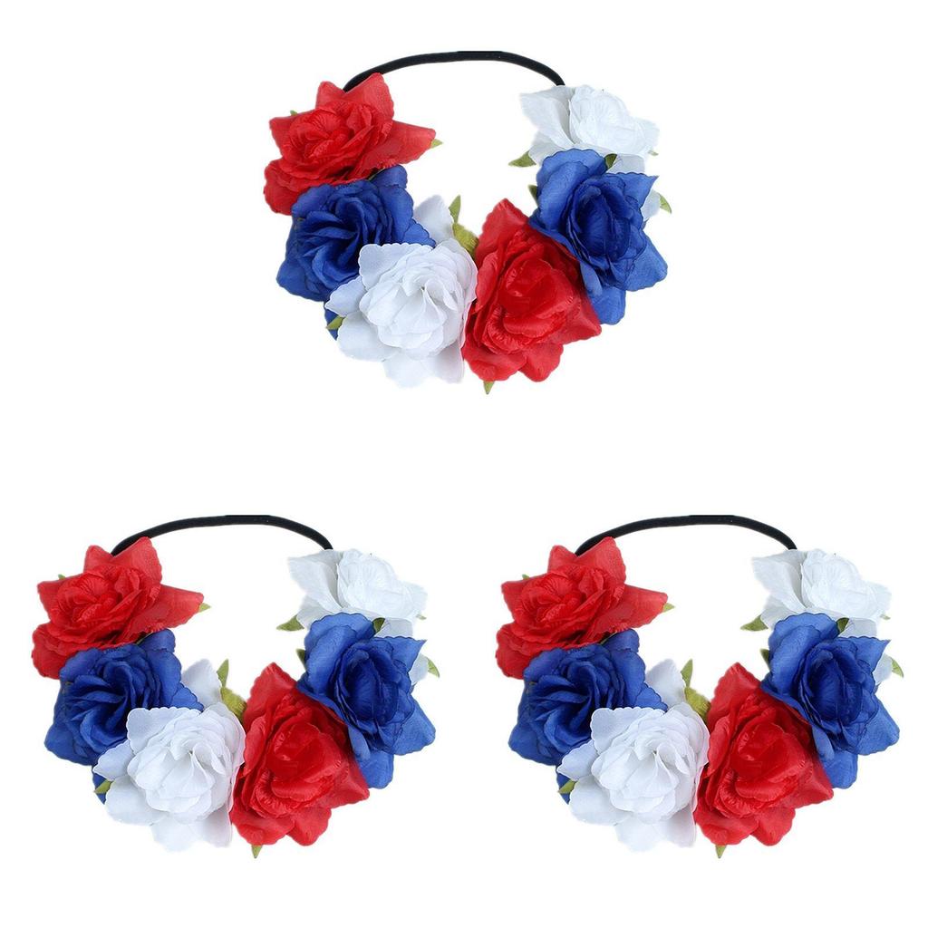 Red White Blue Flower Crown Headband For Queens Jubilee Celebration