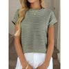 Sommer Damen Rundhals Pullover Zweifarbig Gestrickt Kurzarm Top, Grenzüberschreitend Lässiges Stricktop für Europa Amerika