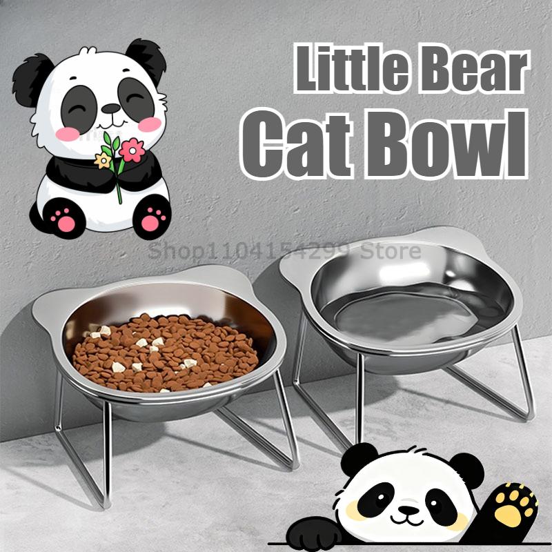 304 Stainless Steel Elevated Cat Bowl with Support Stands Stainless Steel Adjustable 15-Degree Angle Stand Slanted Pet Bowl
