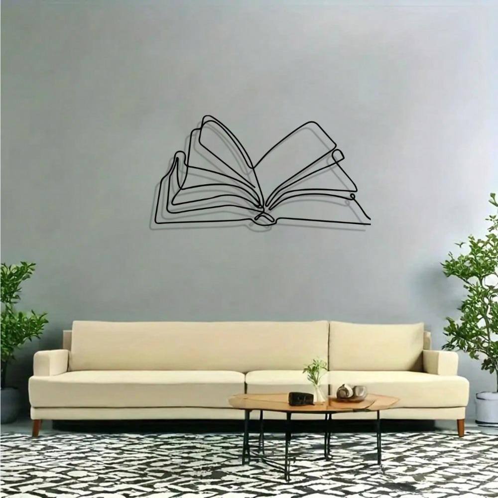 Vintage Library Metal Wall Art Powder Coated Book Mural Gift for Book Lovers Home Decor