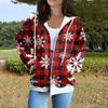 Women's Casual Fashion Long Sleeve Zipper  Printed Hooded Sweatshirt
