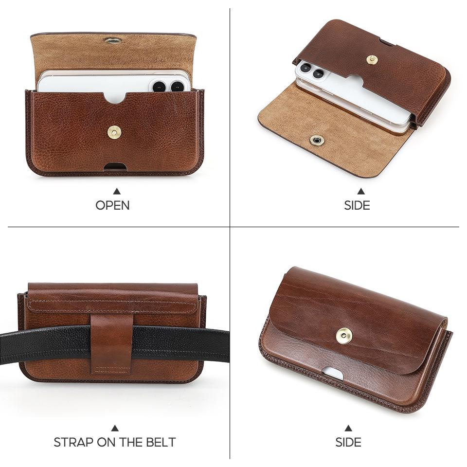 Black Angel Italian Leather Waist Pack for 6.9-inch Phones
