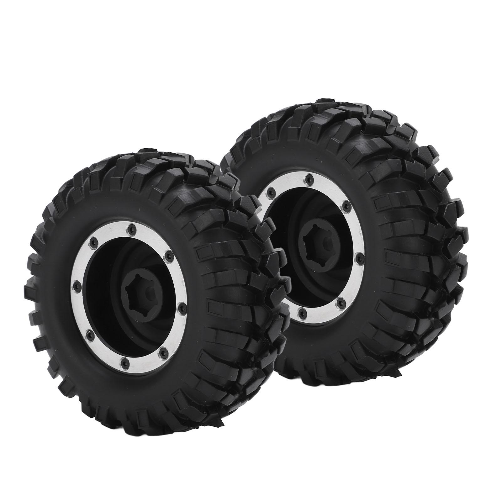 

2 шт. 1,9-дюймові металеві колісні диски-ступиці та набір гумових шин 96 мм для радіокерованої машини Tamiya CC01 D90Сріблястий