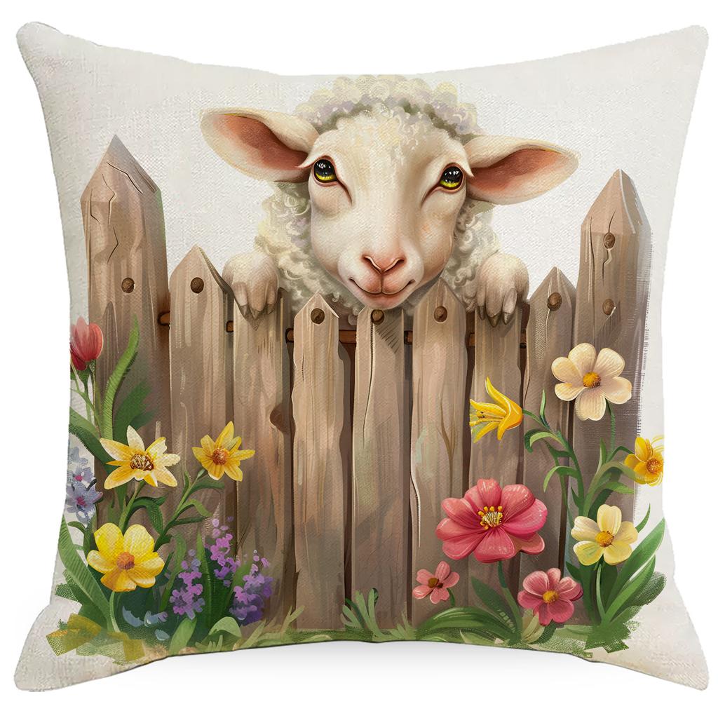 Spring Farm Animal Cow Rabbit Dog Pillowcase Home Decoration Balcony Cushion Decoration Pastoral
